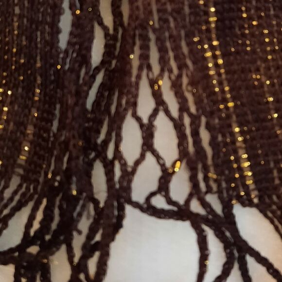 Brown/ Gold Metallic Fringed Netted Scarf/Tie Belt - Picture 9 of 12